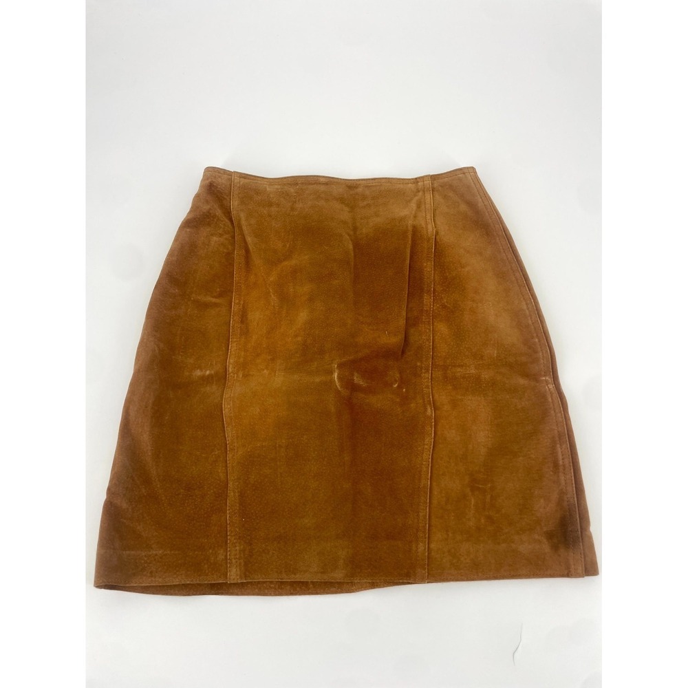 Brandon Thomas Pencil Skirt Women 7/8 Brown Leather Shell Patina From Age & Wear